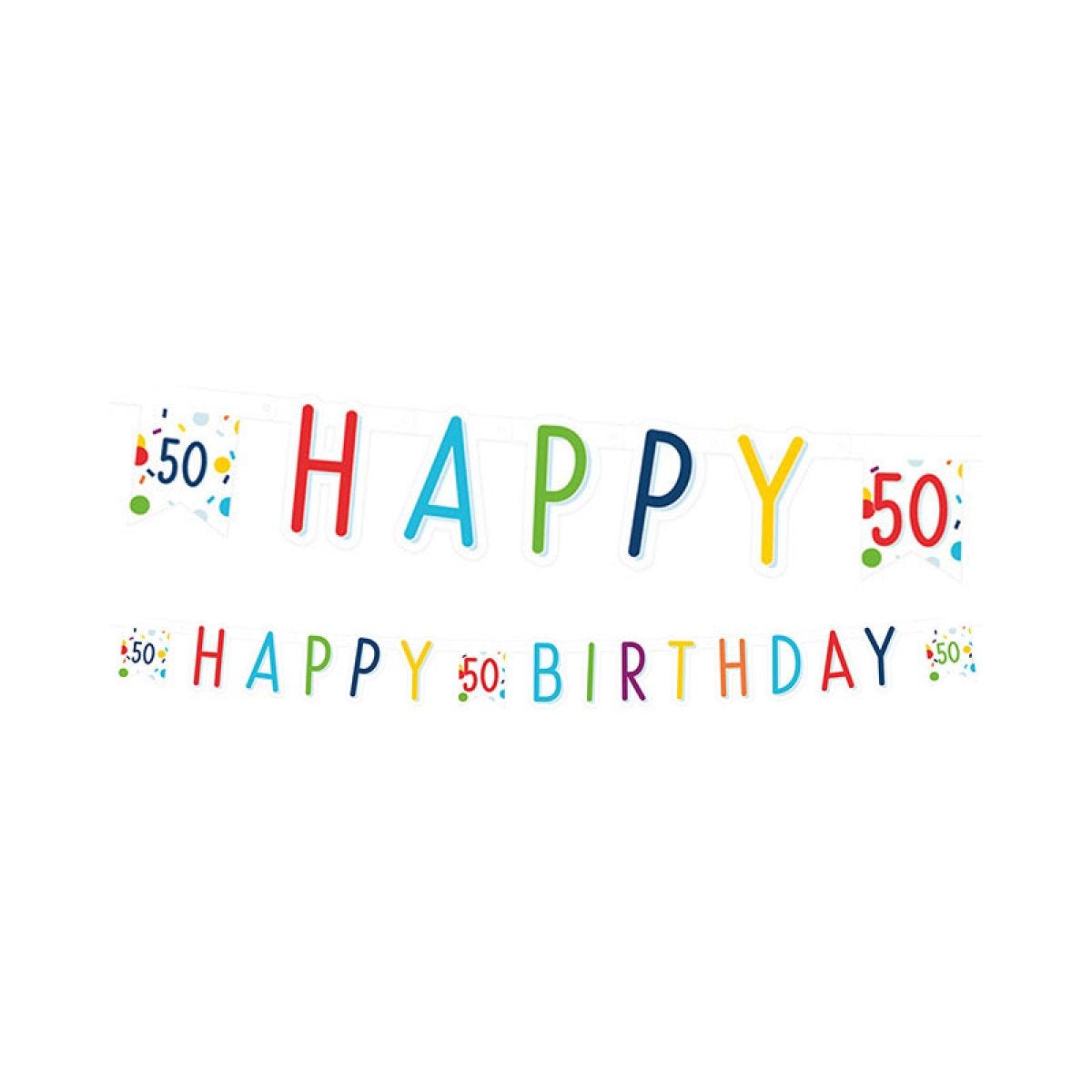 Confetti Birthday Age 50 Letter Banner - 1.8m
