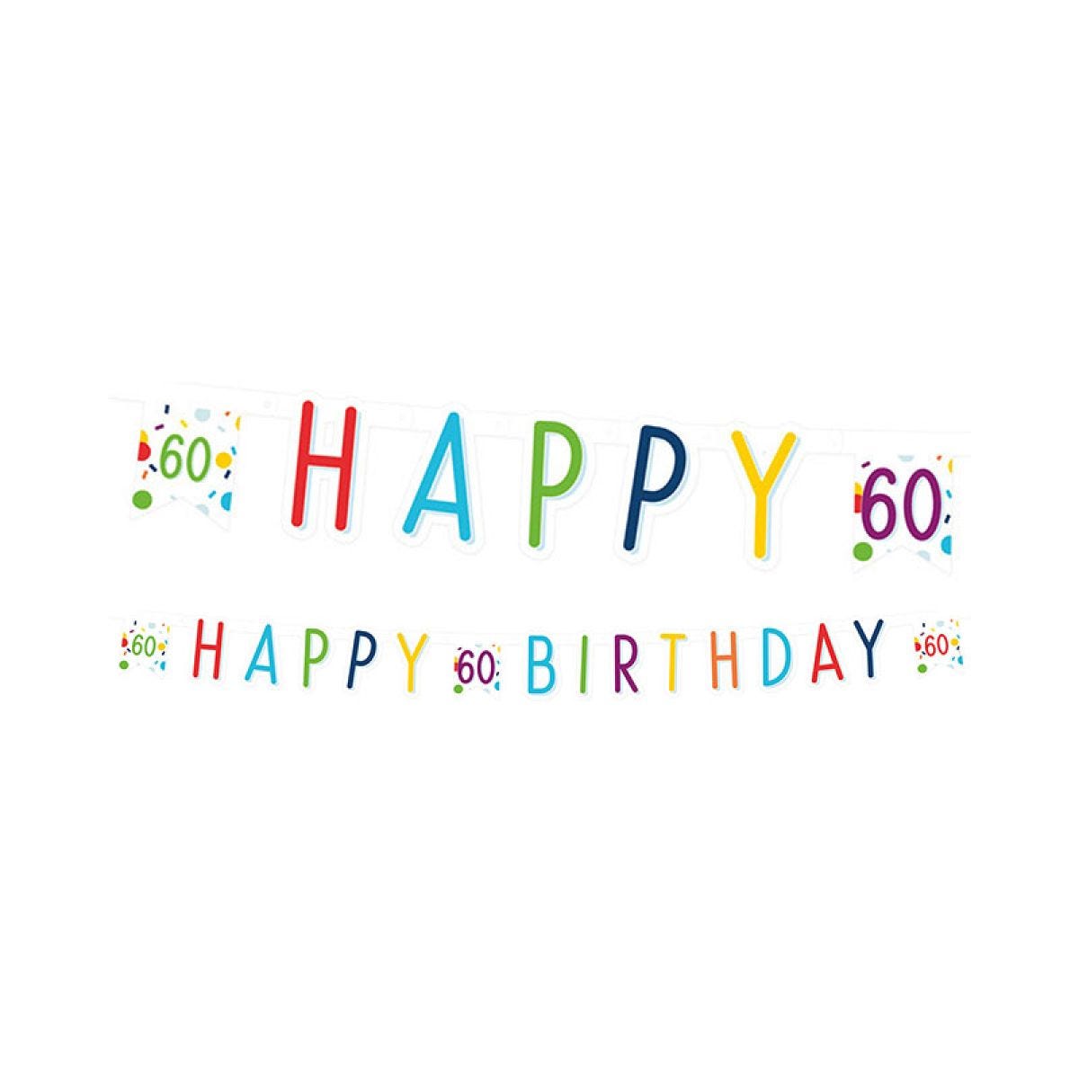 Confetti Birthday Age 60 Letter Banner - 1.8m