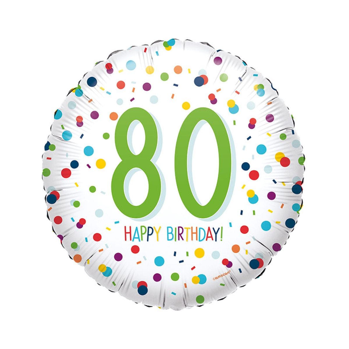Confetti Birthday Age 80 Balloon - 18" Foil