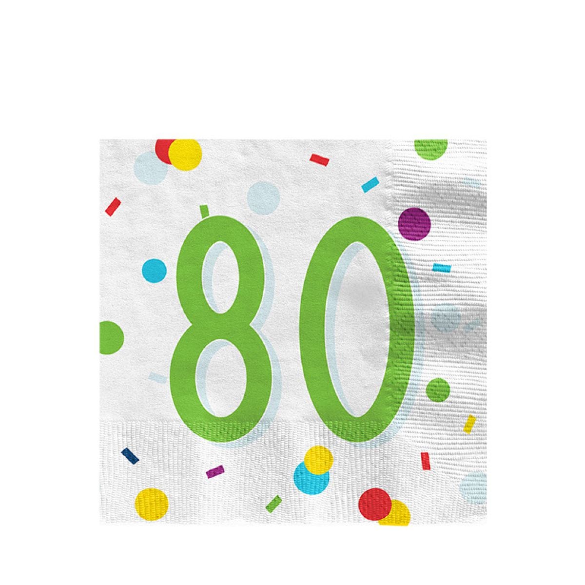 Confetti Birthday Age 80 Napkins - 33cm (20pk)
