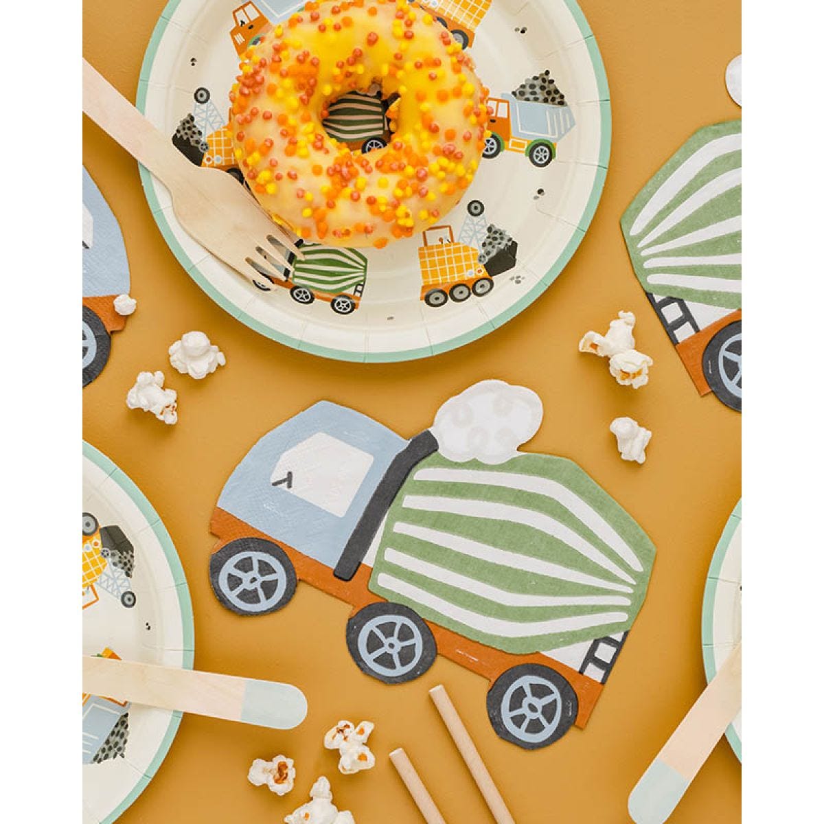 Construction Vehicle Shaped Paper Napkins - 32cm (20pk)