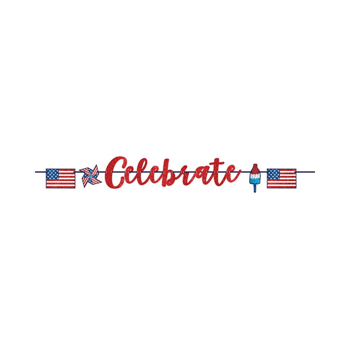 4th July Celebrate Glitter Banner - 3.65m
