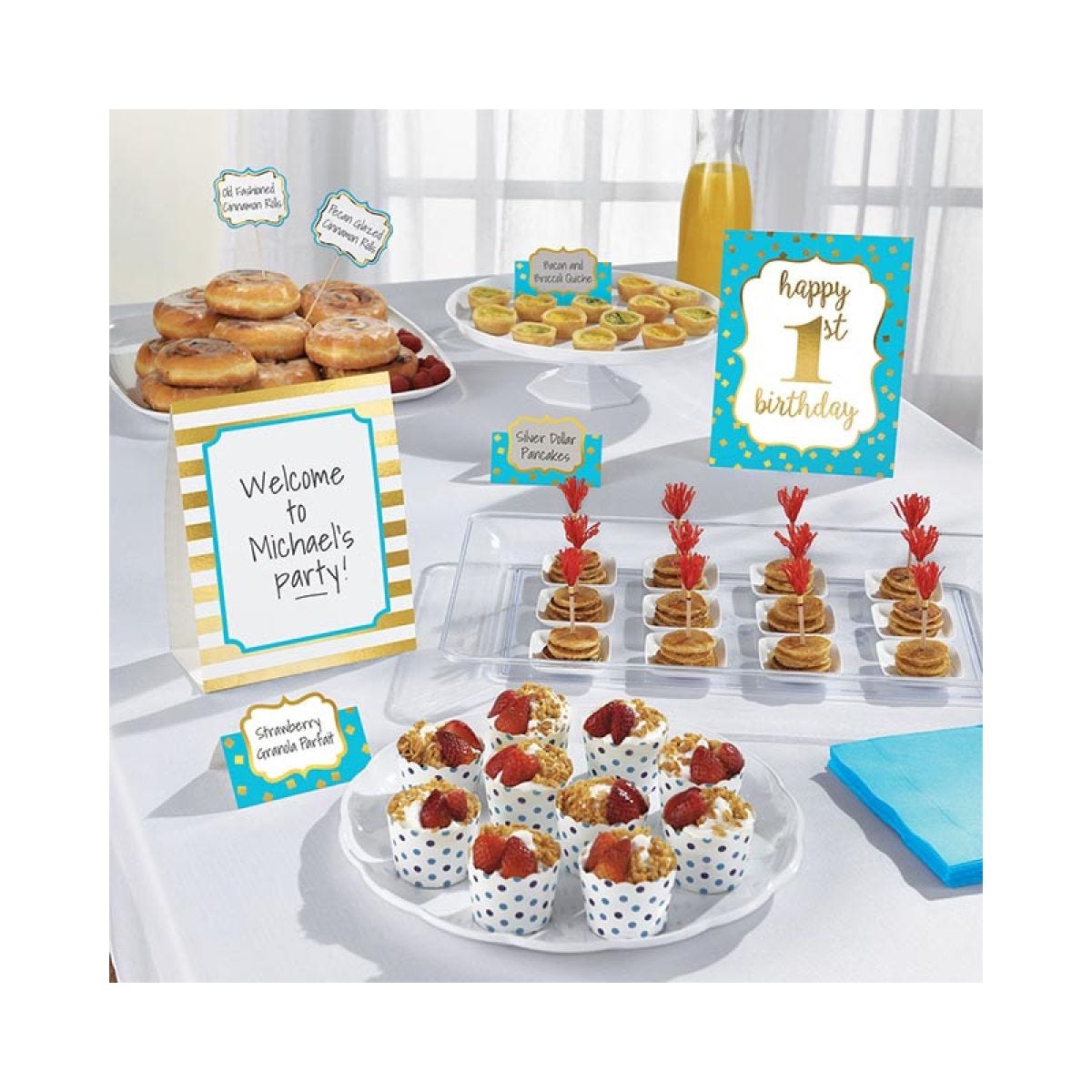 1st Bday Blue Buffet Decorating Kit (12pcs)