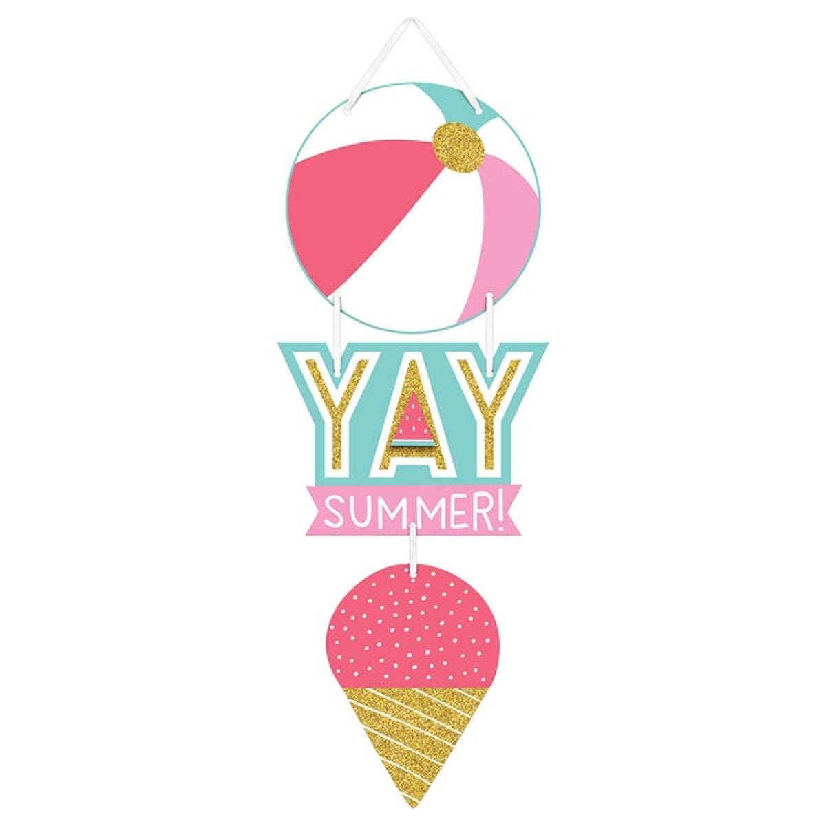 Yay Summer! 3 Tier MDF Hanging Sign - 47cm x 18cm
