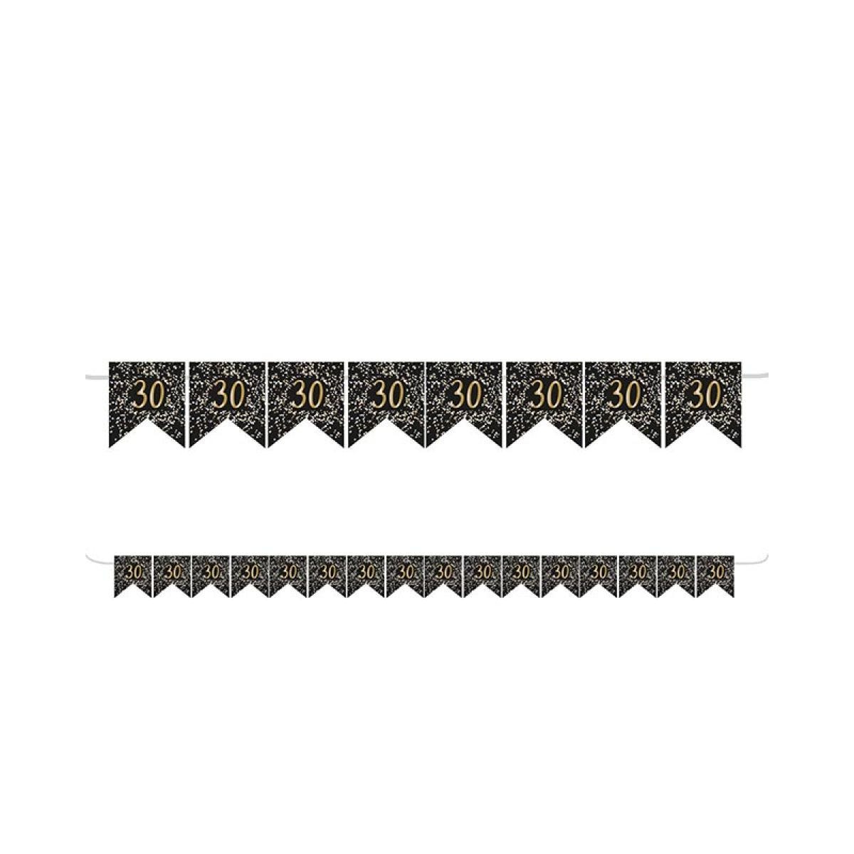 Gold 30th Paper Flag Bunting - 3.2m