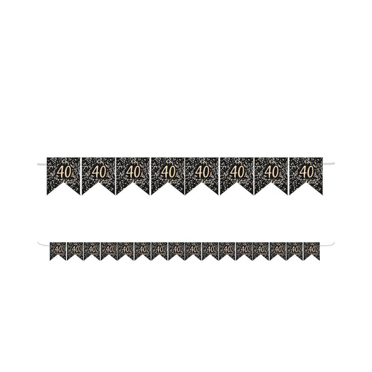 Gold 40th Paper Flag Bunting - 3.2m