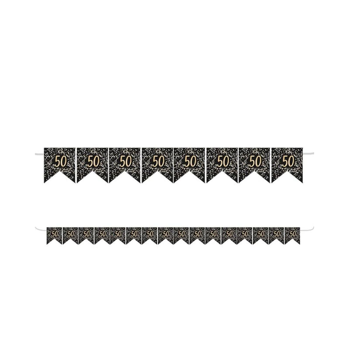 Gold 50th Paper Flag Bunting - 3.2m