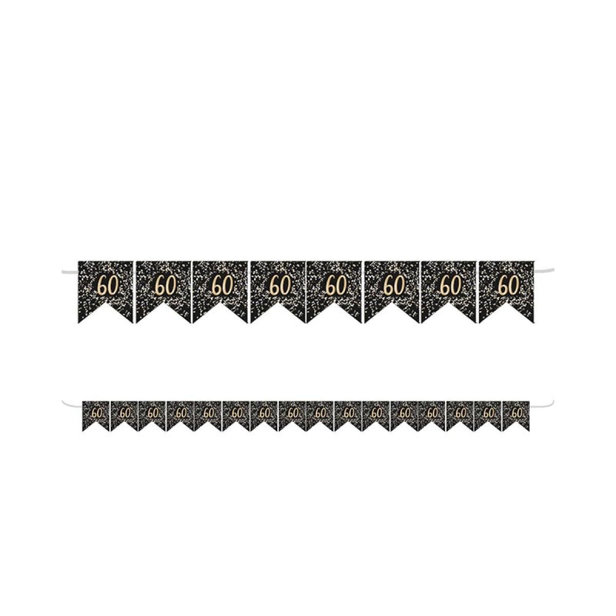 Gold 60th Paper Flag Bunting - 3.2m