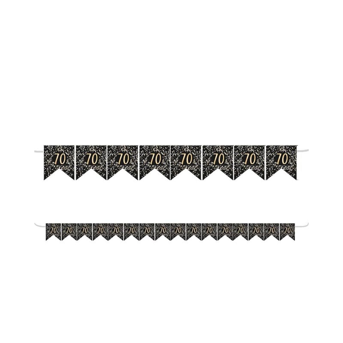 Gold 70th Paper Flag Bunting - 3.2m