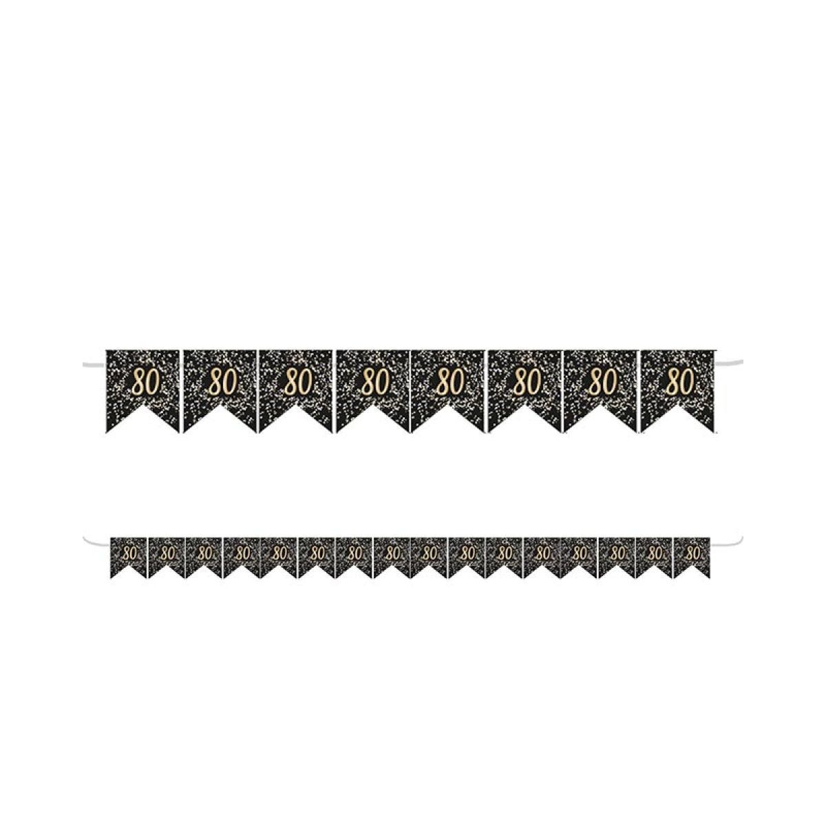 Gold 80th Paper Flag Bunting - 3.2m