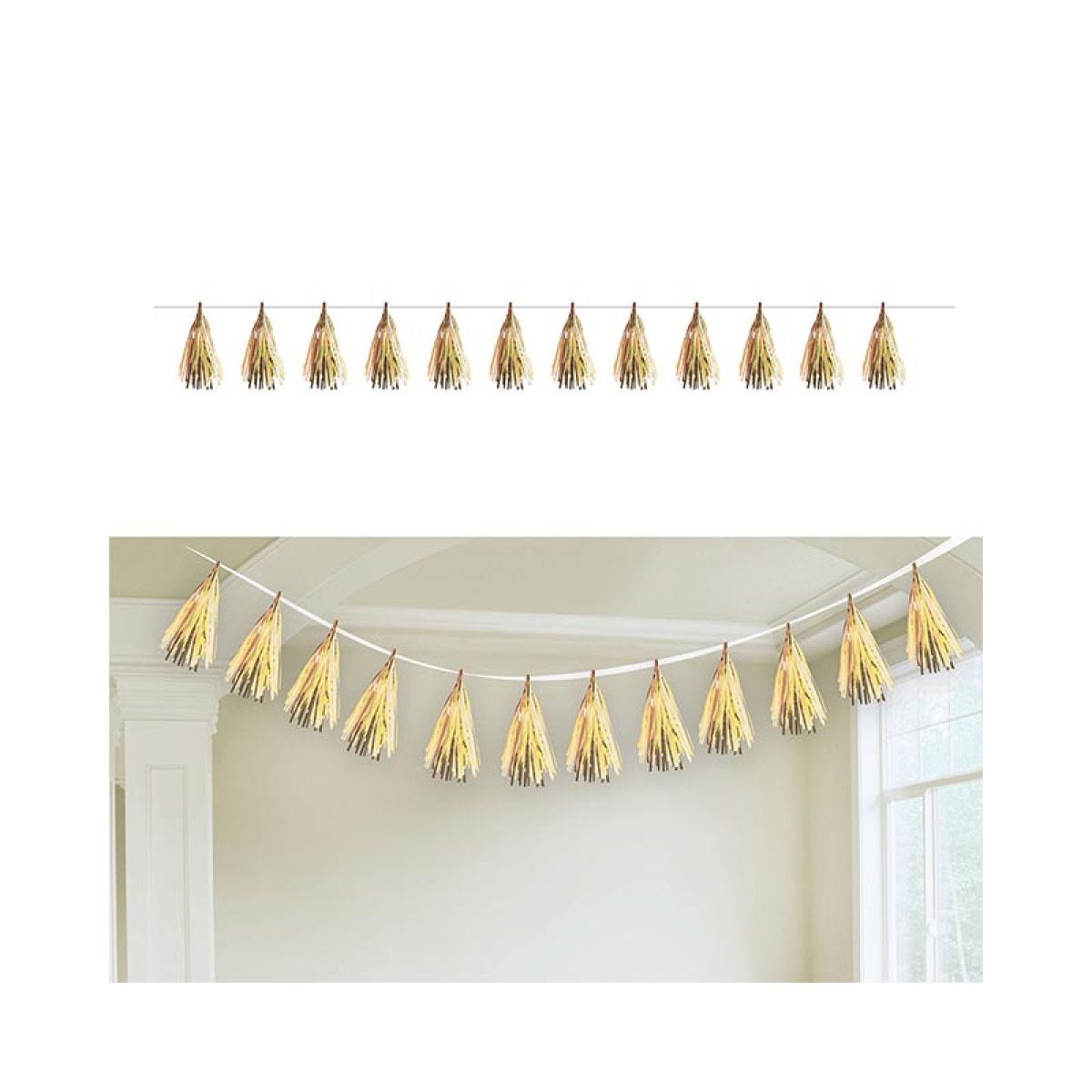 Gold Paper Tassel Decoration - 6m