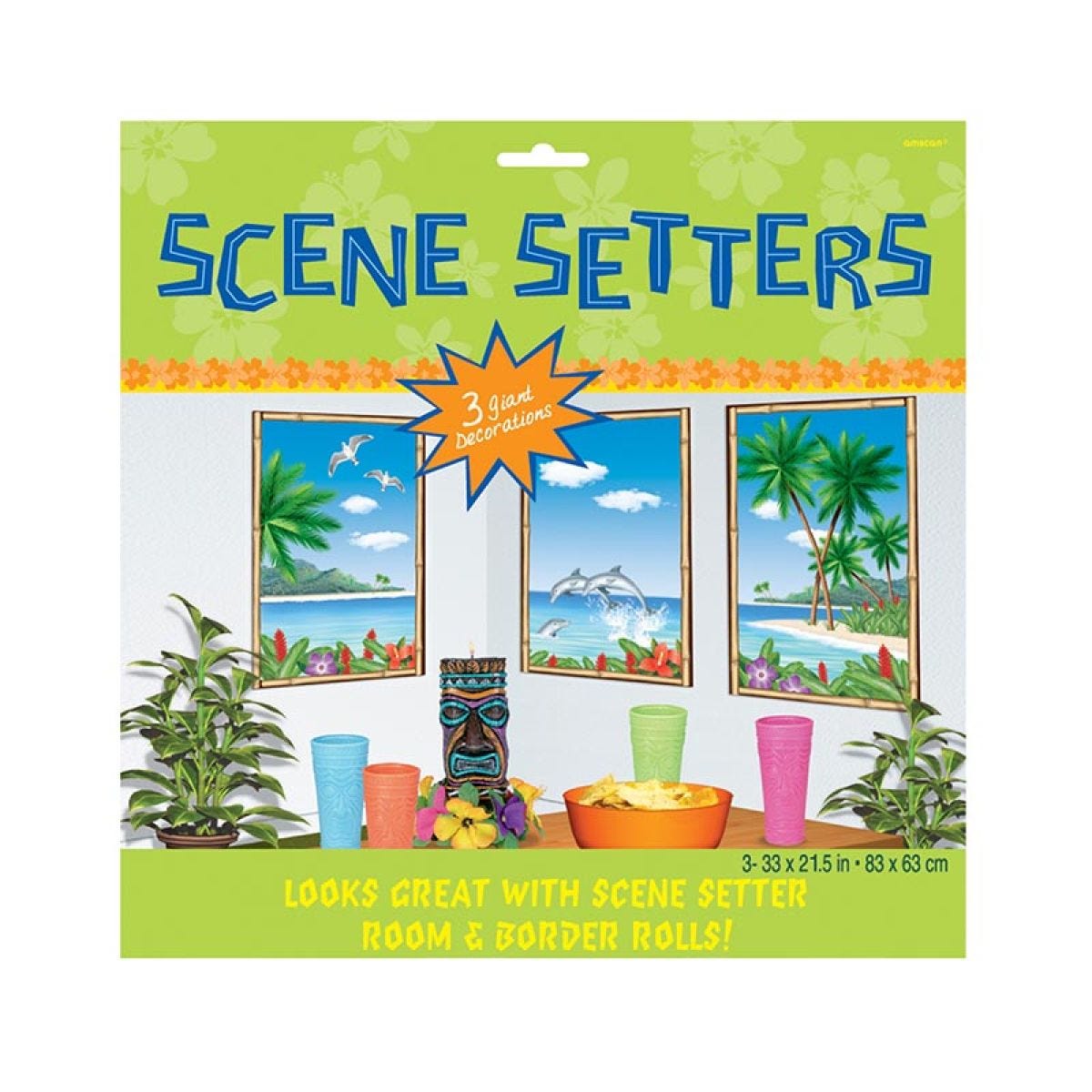 Hawaiian Window View Scene Setters - 85cm x 1.65m (3pk)