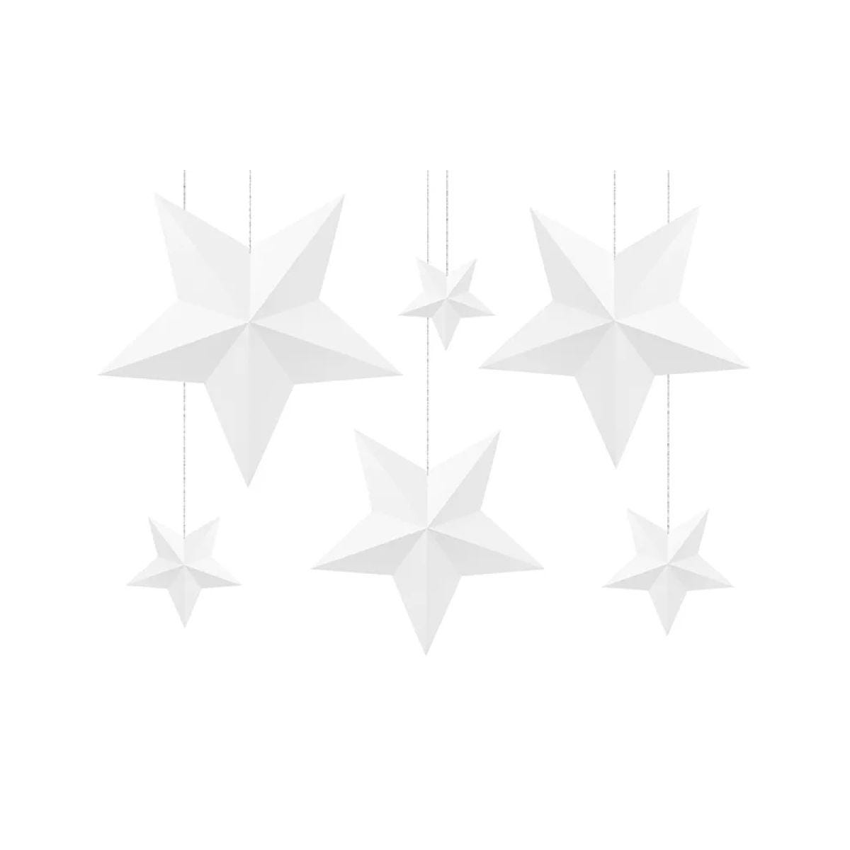 White Hanging Stars (6pk)