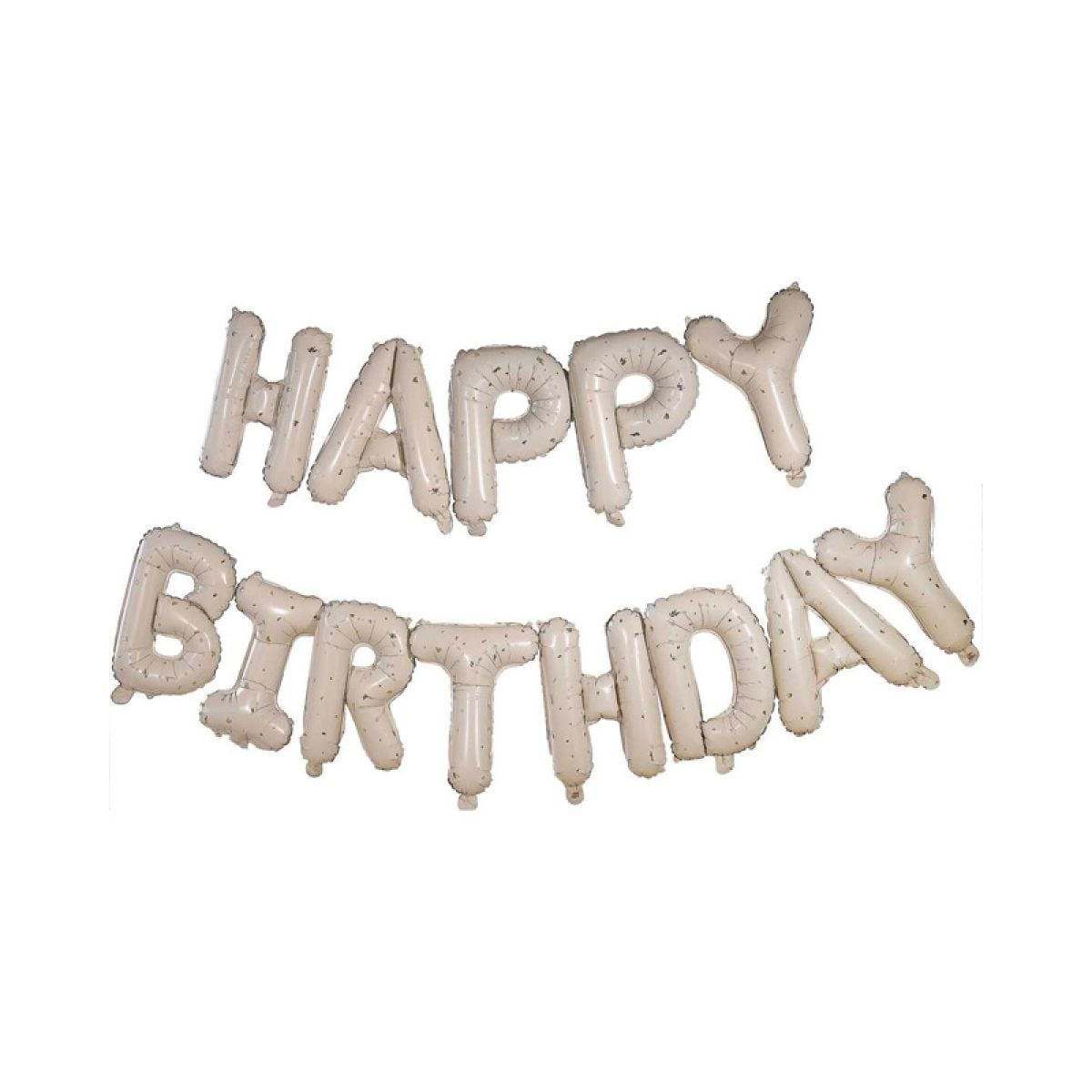 Nude & Gold Speckle &apos;Happy Birthday&apos; Balloon Bunting - 3m