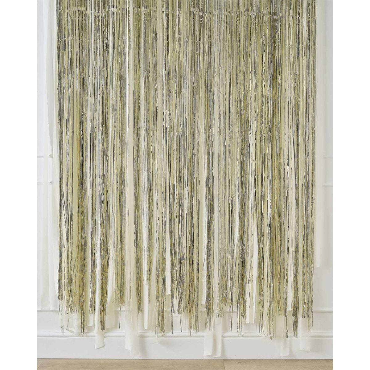 Gold Foil Curtain Backdrop with Cream Paper Streamers - 2m x 1m