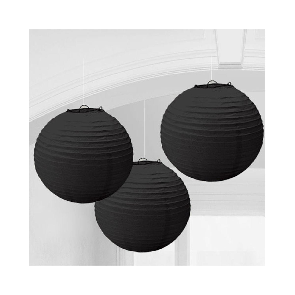 Black Paper Lantern Decorations - 24cm