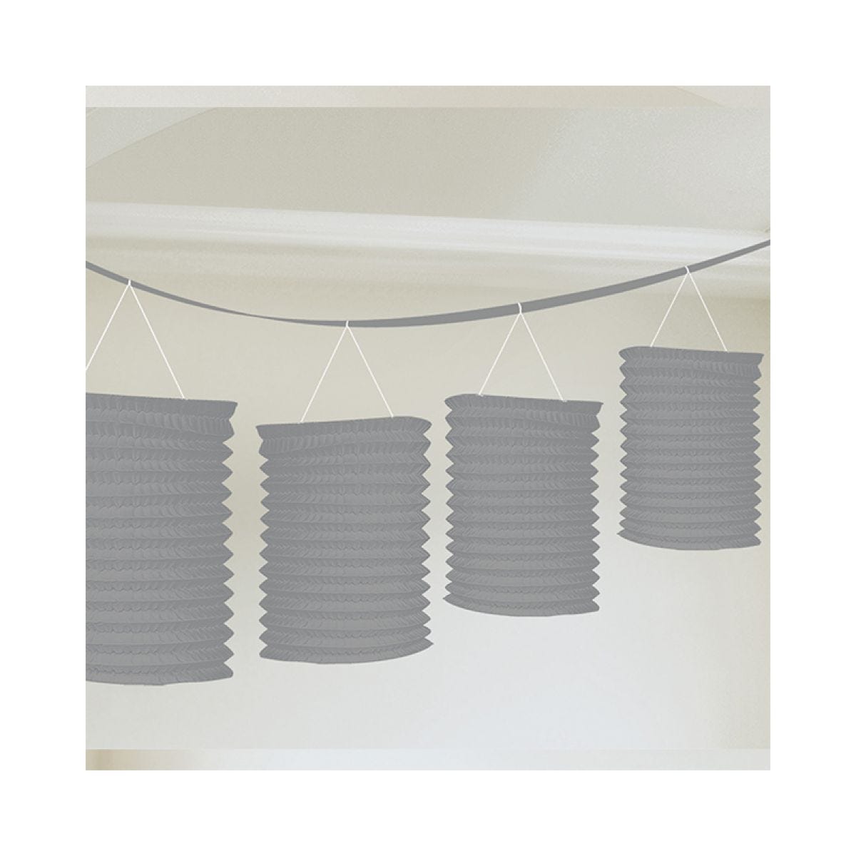 Silver Paper Lantern Garland Decoration - 3.7m