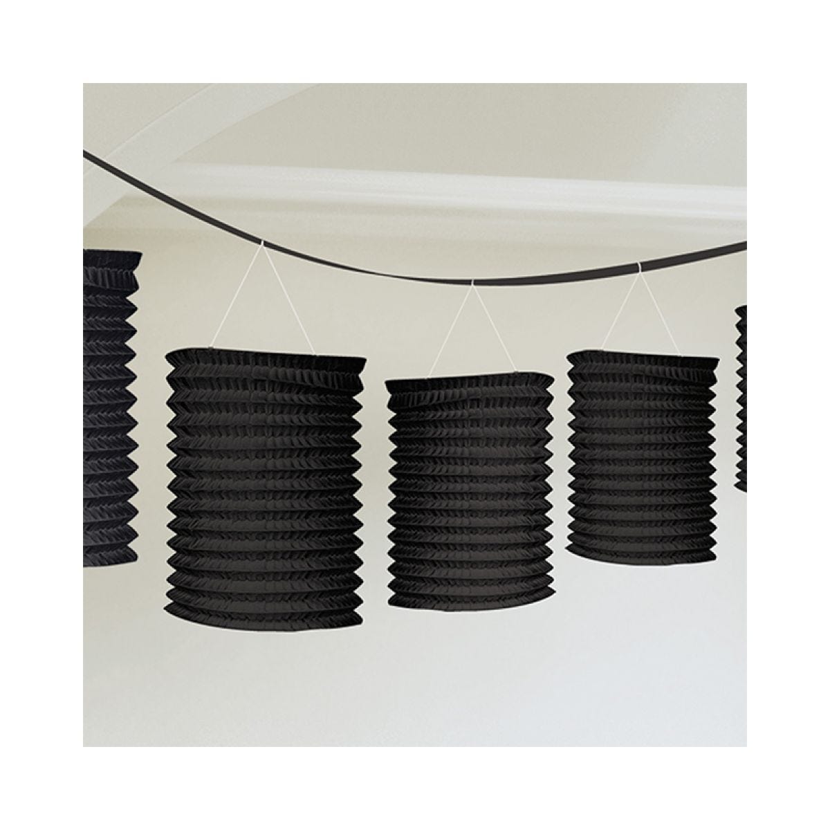 Black Paper Lantern Garland Decoration - 3.7m