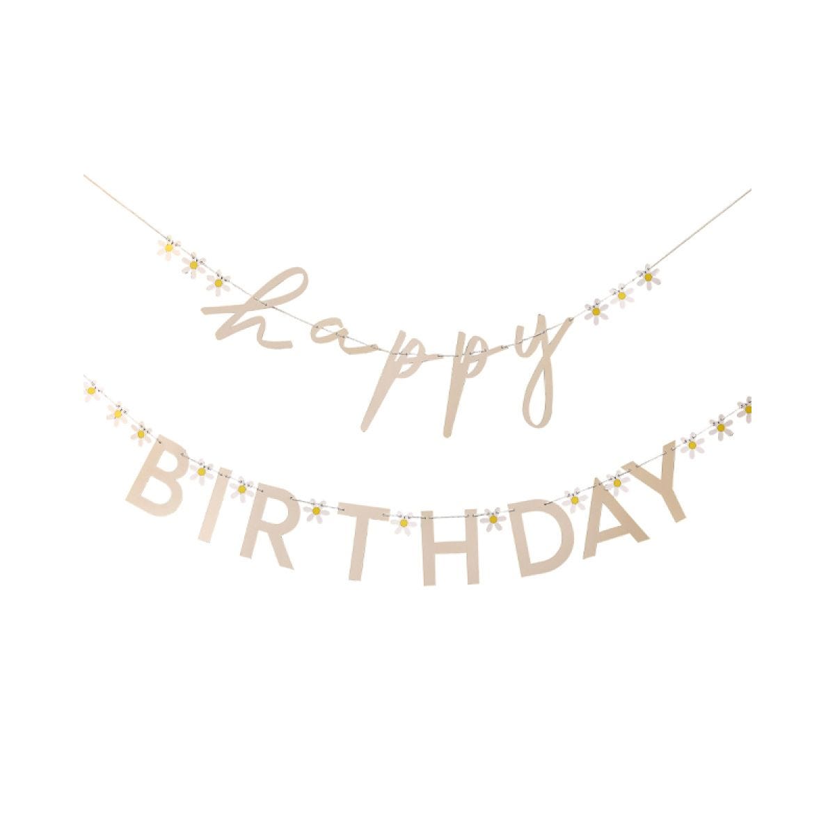 Ditsy Daisy &apos;Happy Birthday&apos; Paper Letter Banners - 1.5m (2pk)