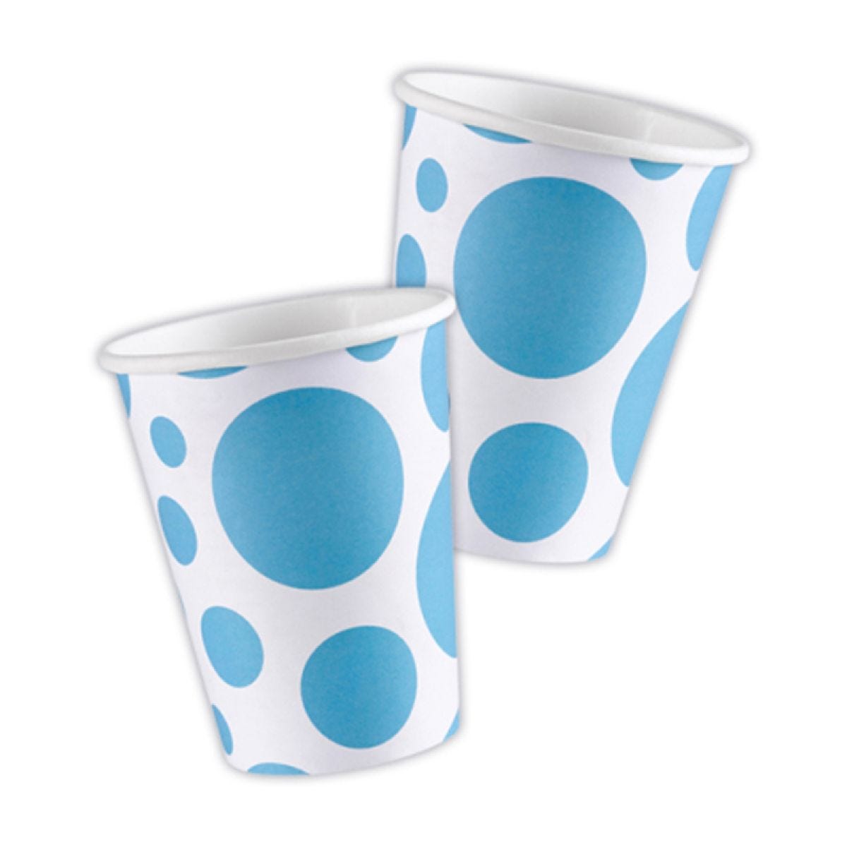 Turquoise Polka Dot Cups - 266ml Paper Party Cups (8pk)