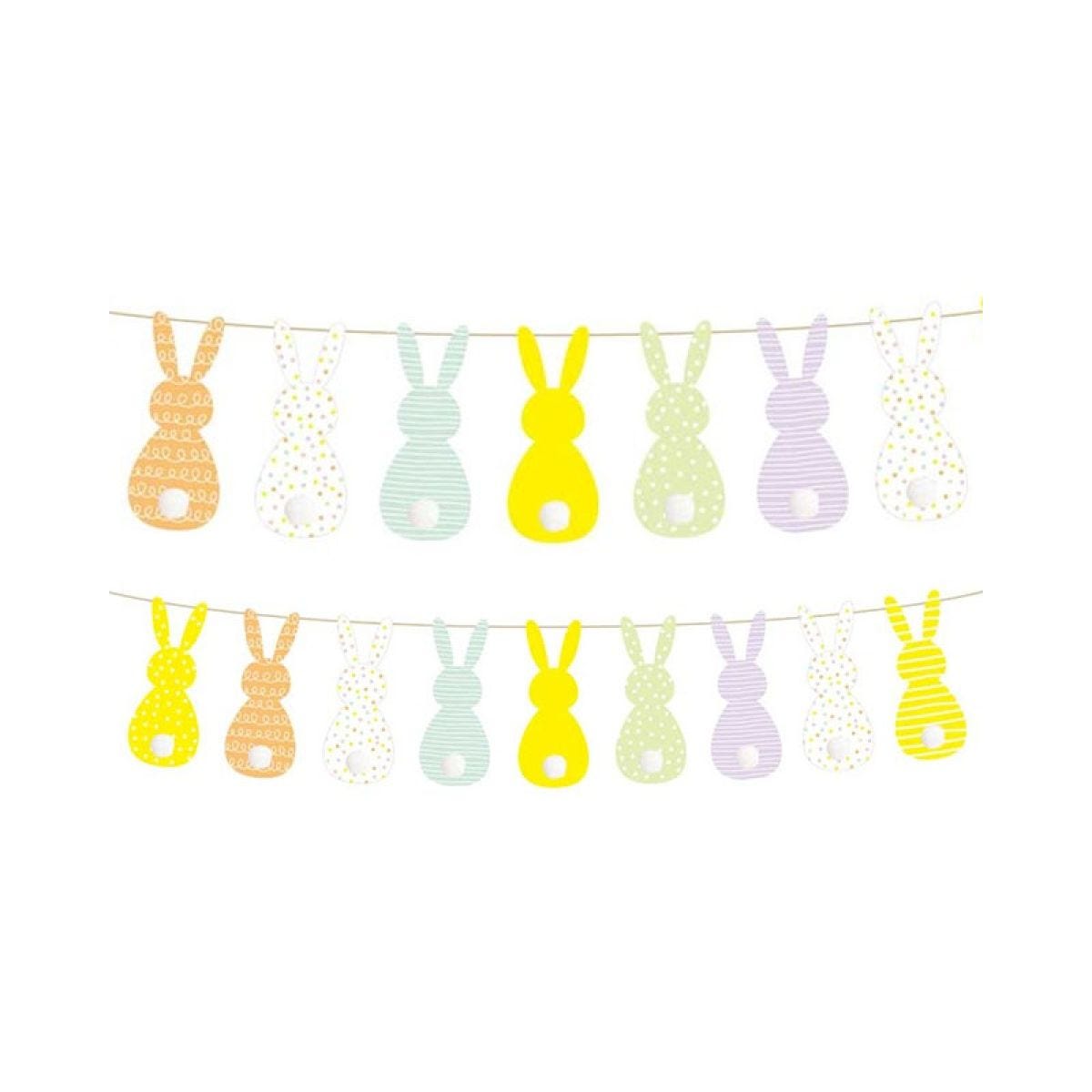Easter Bunny Bunting with Pompom Tails - 2m