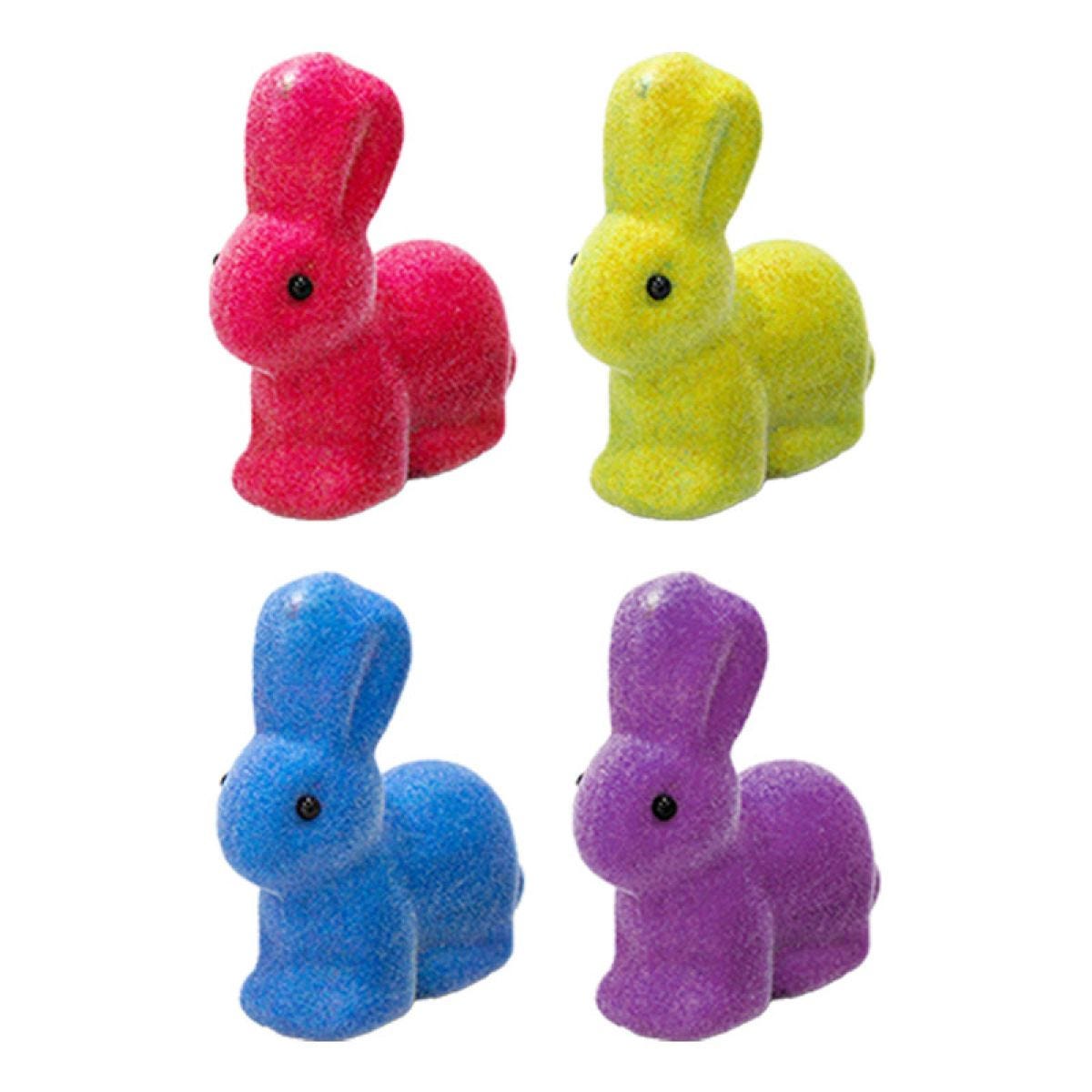 Mini Flocked Bunny Decorations 4pk