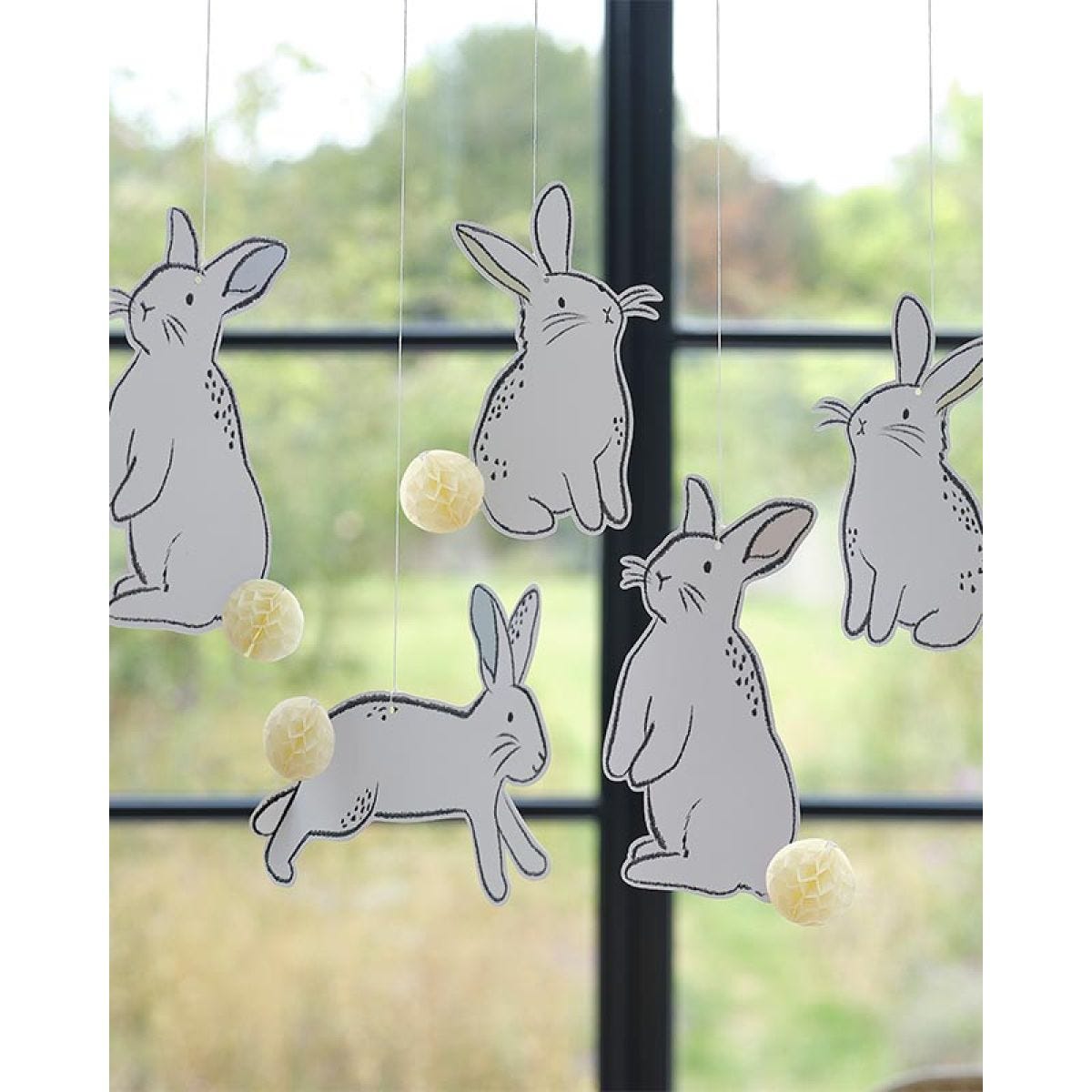 Hanging Bunnies with Honeycomb Tails - 5pk