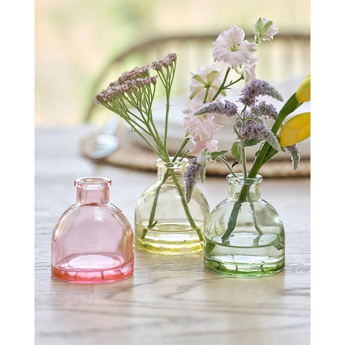 Pastel Floral Glass Vases (3pk)