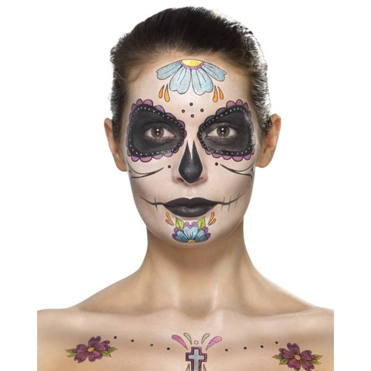 Day Of The Dead Face Tattoo Transfers Kit