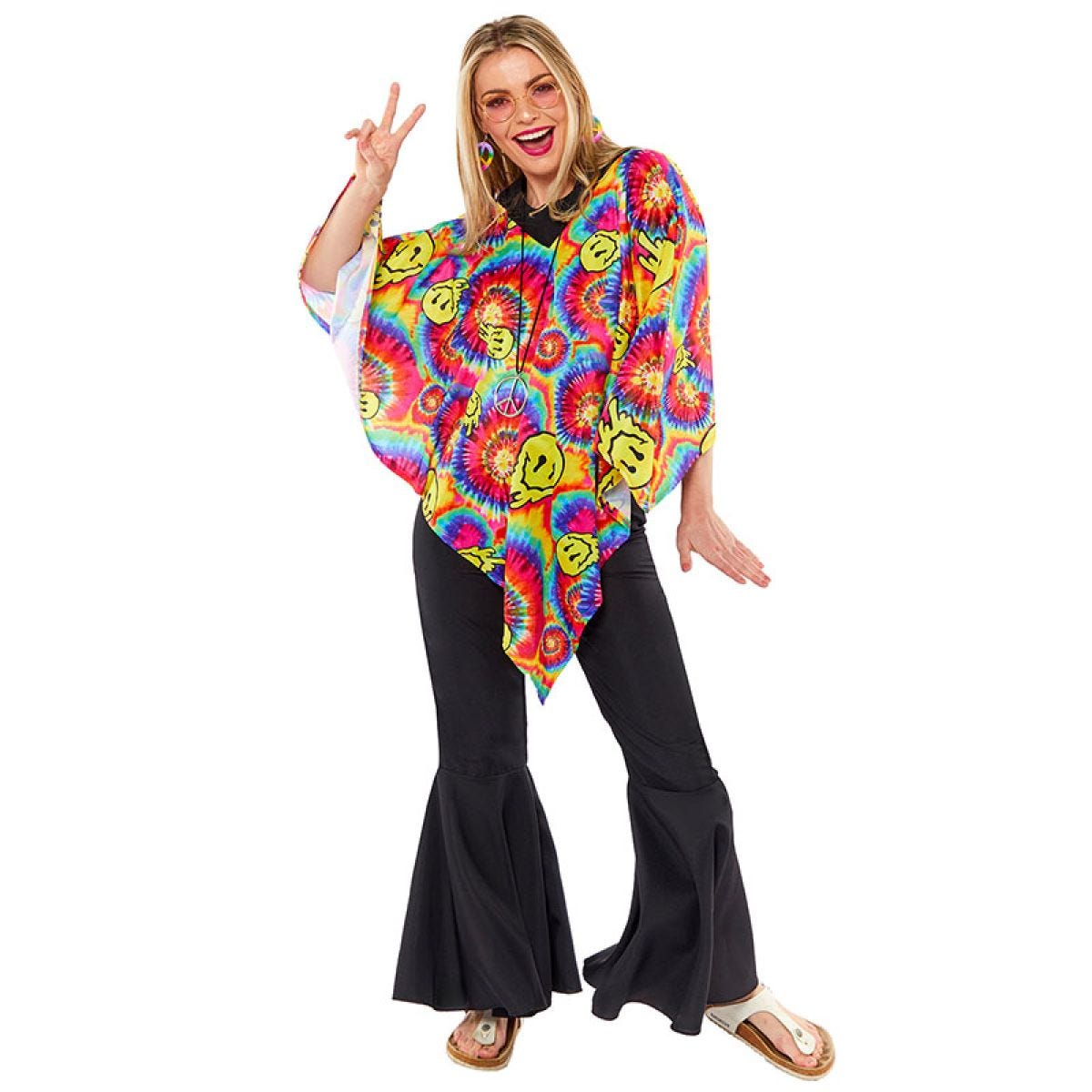 Tie Dye Poncho - Adult Costume