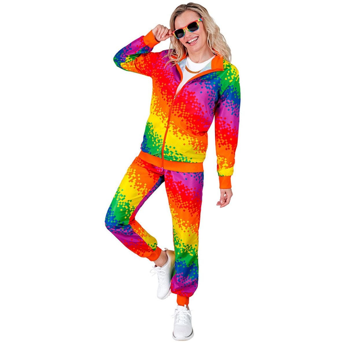 Pixel Rainbow Party Tracksuit - Adult Costume