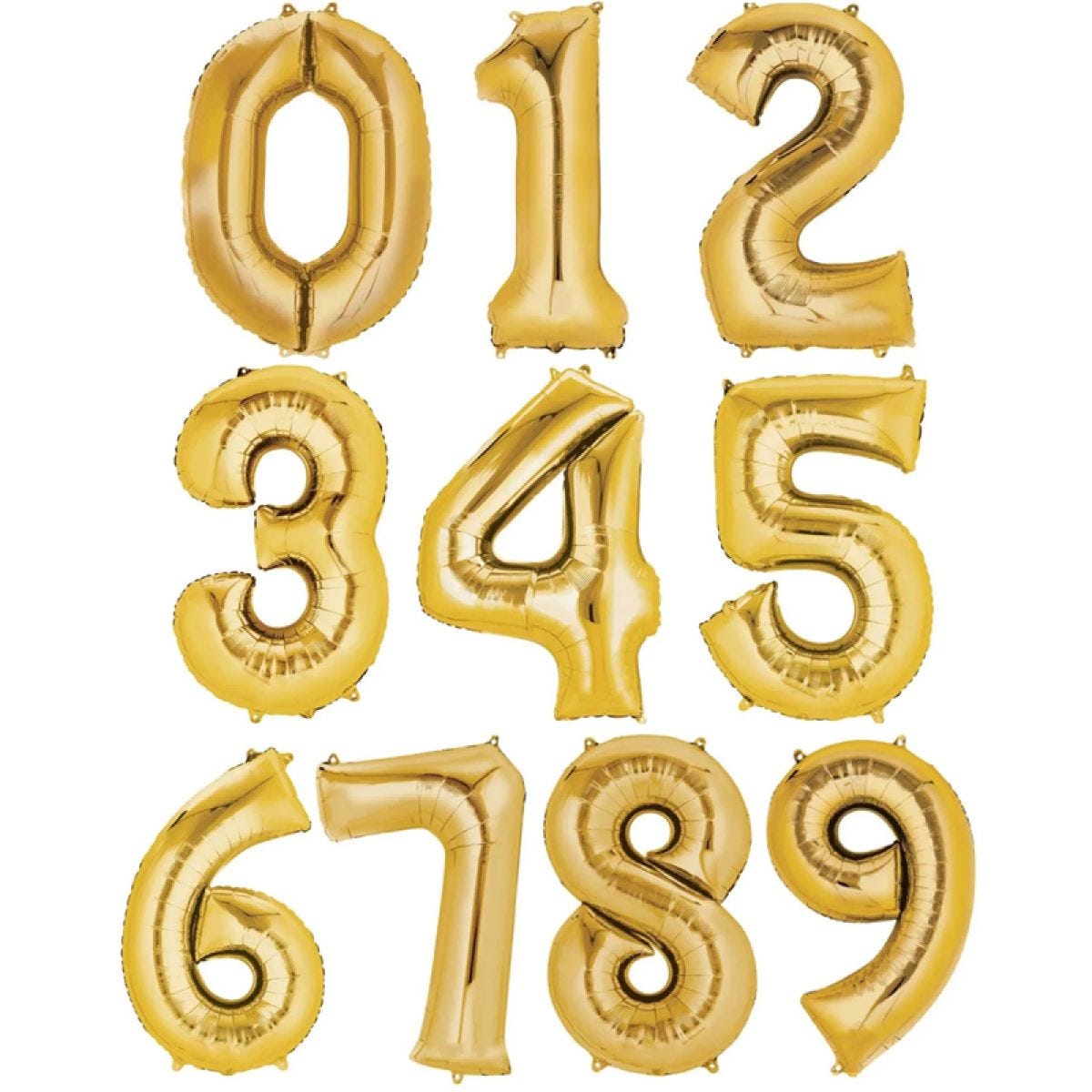Gold Foil Number Balloons - 16" Air Fill