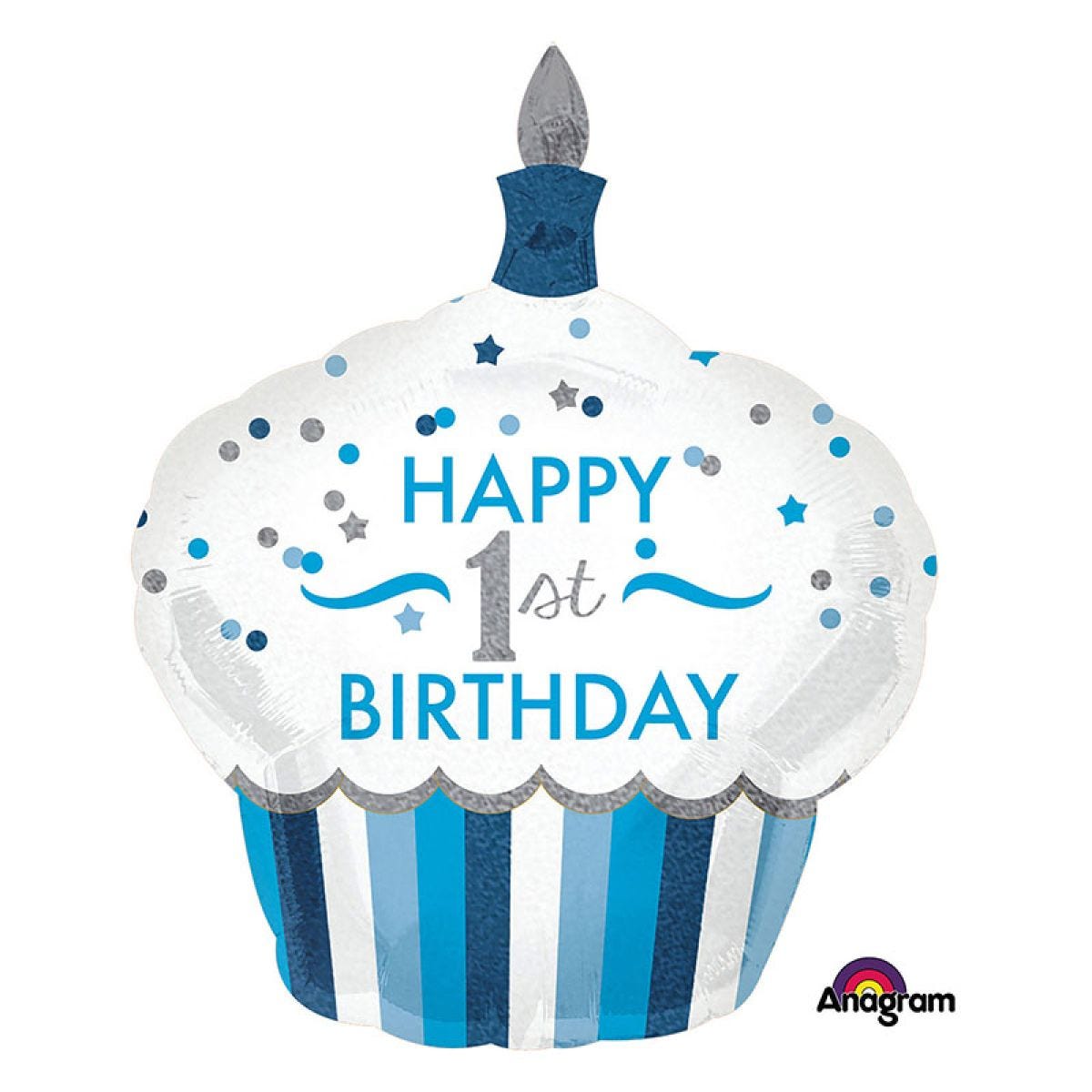 1st Birthday Boy Cupcake Supershape Balloon - 29"