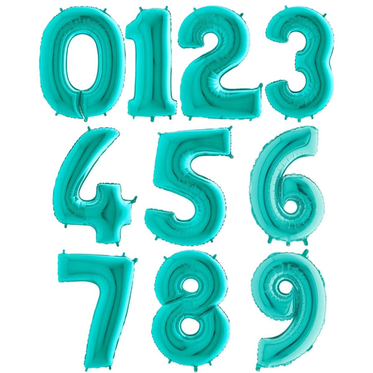 Tiffany Blue Foil Number Balloons - 40"