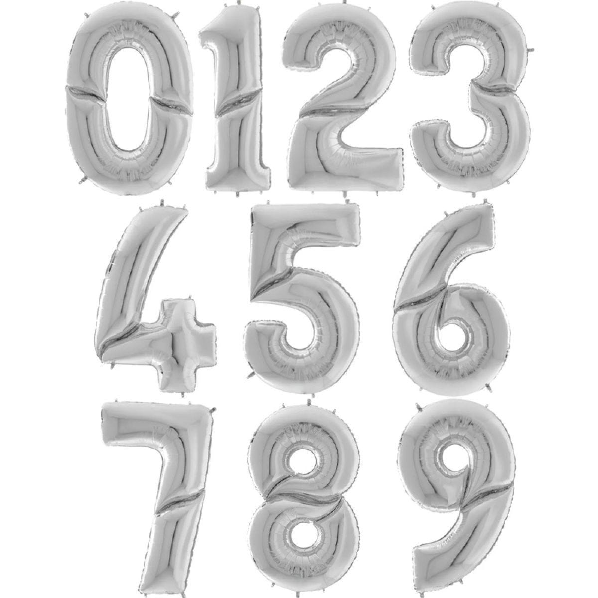 Silver Foil Number Balloons - 64"
