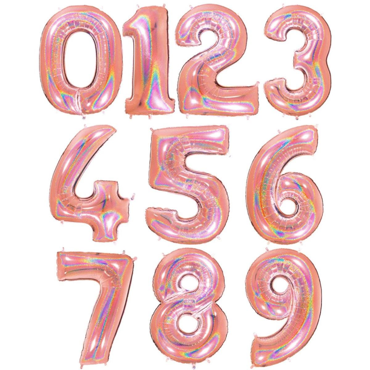 Glitter Rose Gold Foil Number Balloons - 40"