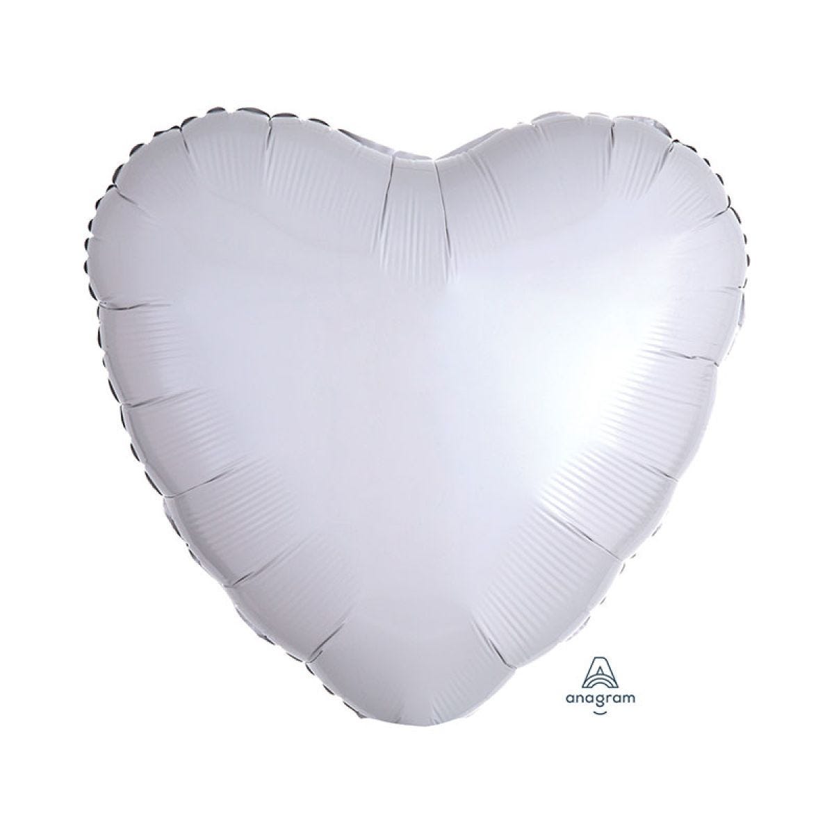 Metallic White Heart Foil Balloon - 18&apos;&apos; Foil - Unpackaged