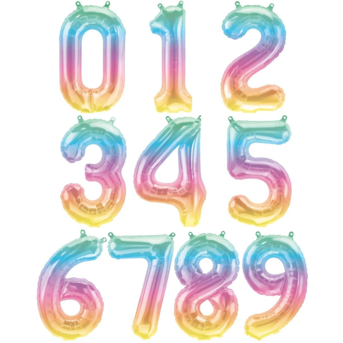 Pastel Ombre Number Balloons - 16" Air Fill