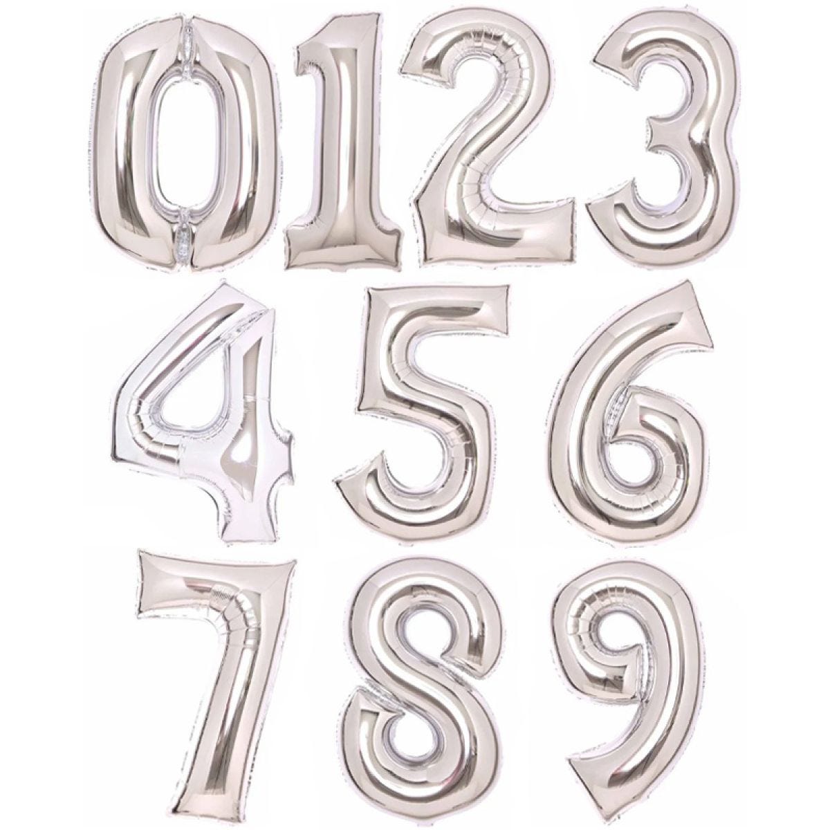 Silver Foil Number Balloons - 34"