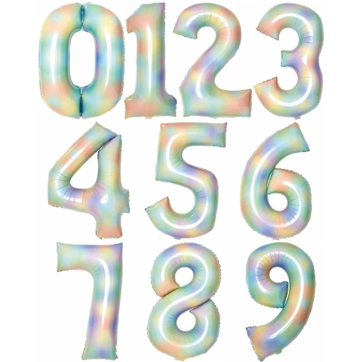 Pastel Rainbow Foil Number Balloons - 34"