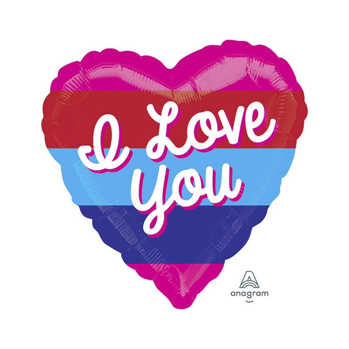 Love You Bright Stripes Colour Blast Balloon - 21" Foil