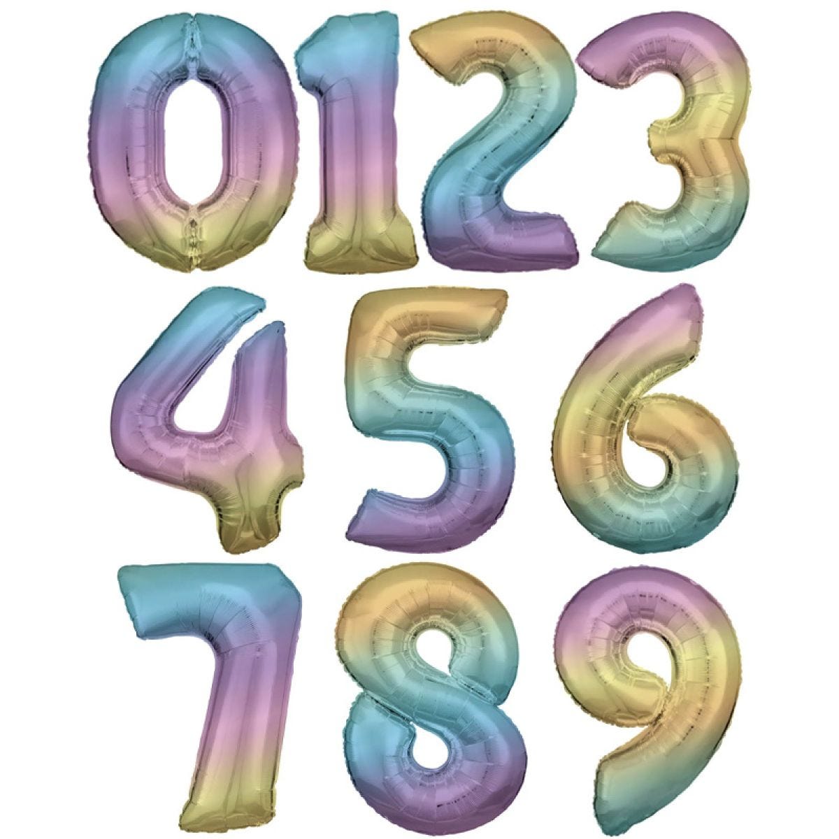 Rainbow Foil Number Balloons - 34"