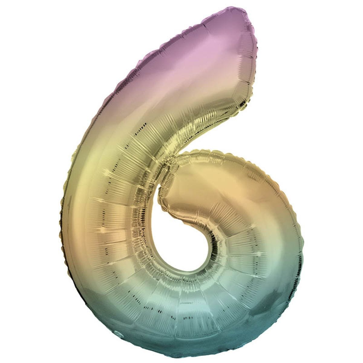Pastel Rainbow Number 6 Balloon - 34" Foil