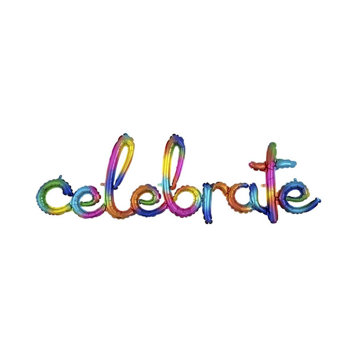 Multicoloured &apos;Celebrate&apos; Script Phrase Foil Balloon - 59" x 20"