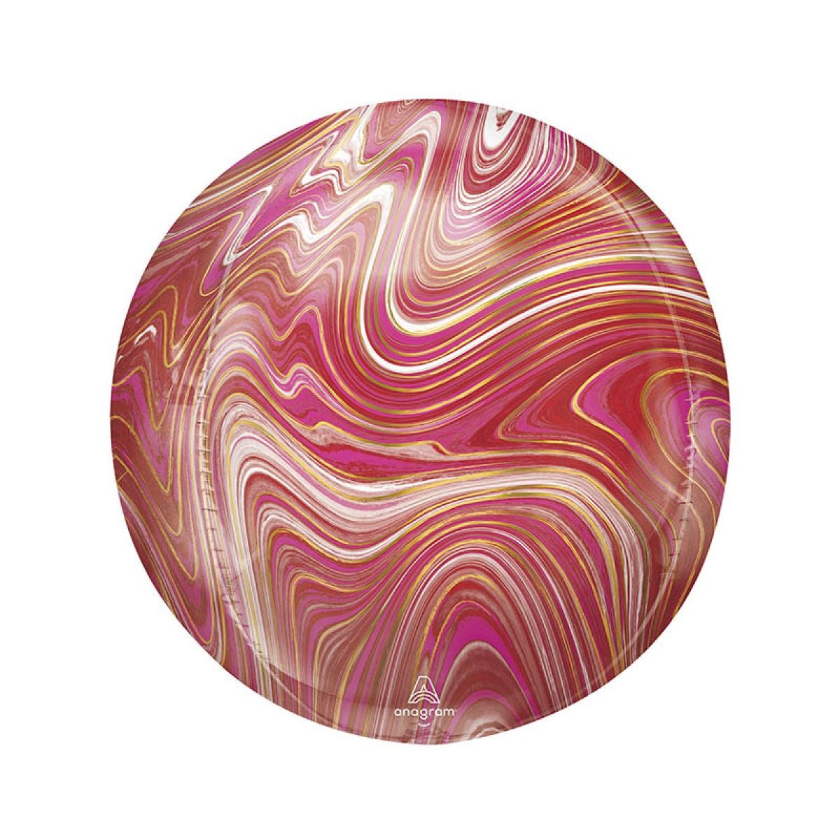 Red & Pink Marbled Orbz Balloon - 16"