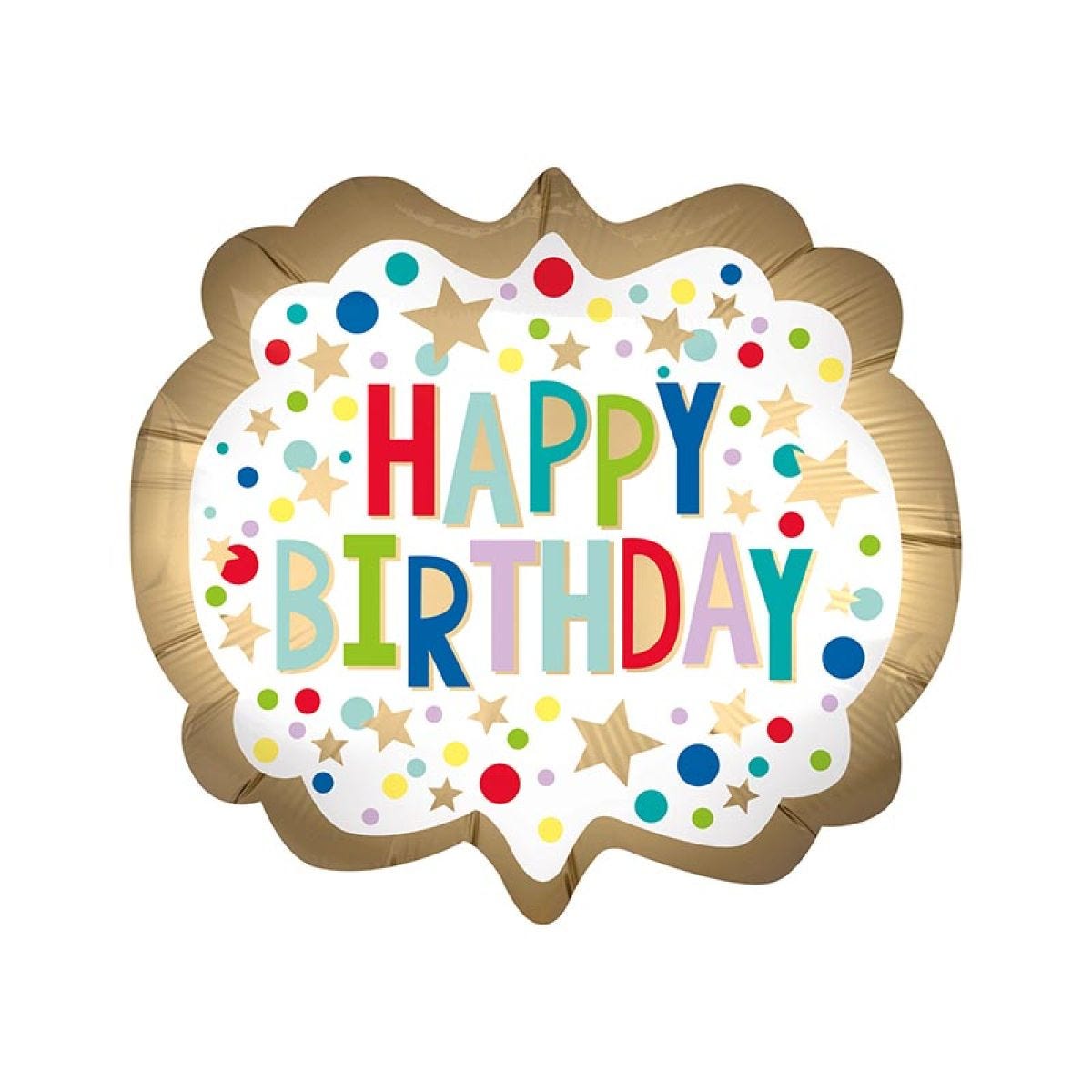 Gold Multi Dots Satin Supershape Balloon - 25" x 22" Foil