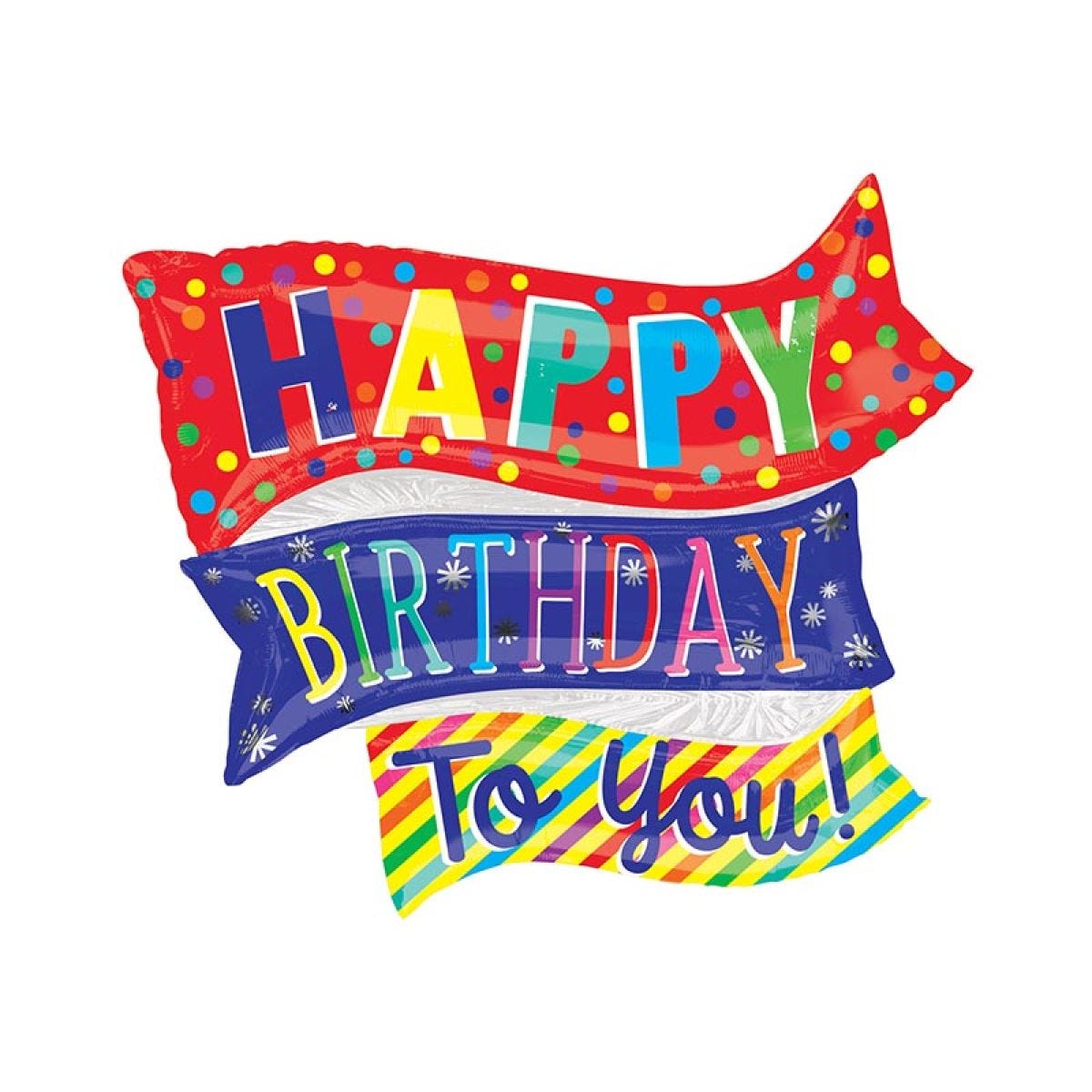Happy Birthday To You Fun Flags Balloon - 32" x 27" Foil