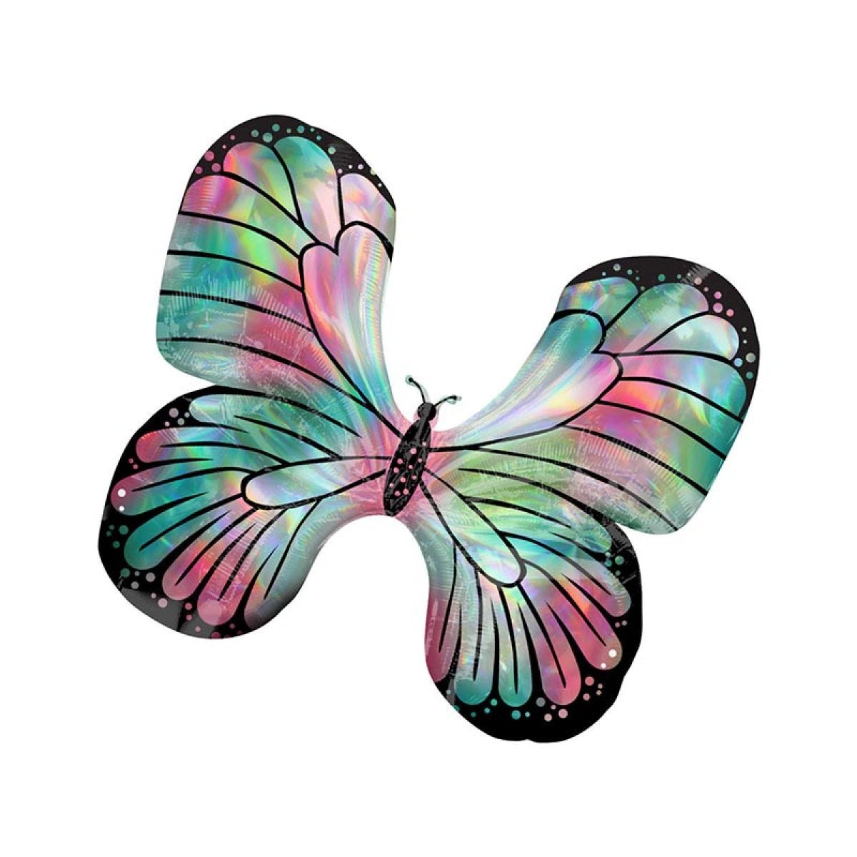 Iridescent Butterfly Supershape Balloon - 30" x 26" Foil