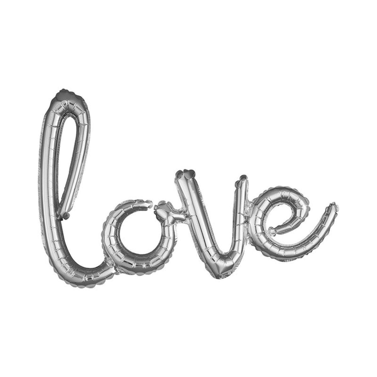Love Silver Script Phrase Foil Balloon
