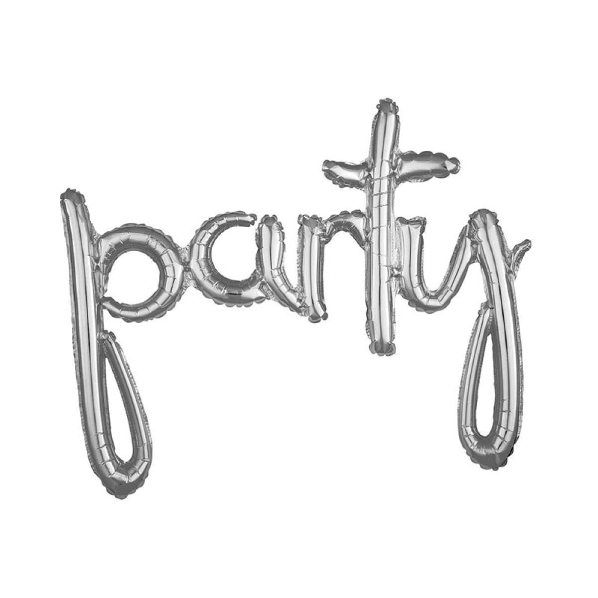 Party Silver Script Phrase Foil Balloon
